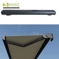 Auvent rétractable à cassette intégrale robuste, fixation murale extérieure, structure en alliage d'aluminium, protection anti-UV, auvent de terrasse avec éclairage LED en option