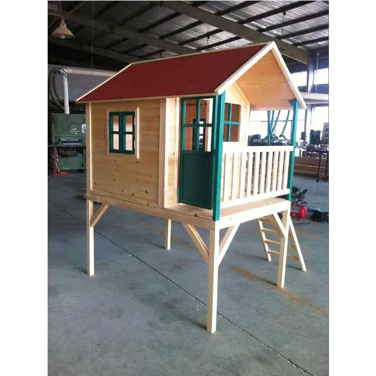 カスタム屋外庭の子供たちは木製のプレイハウスを再生します