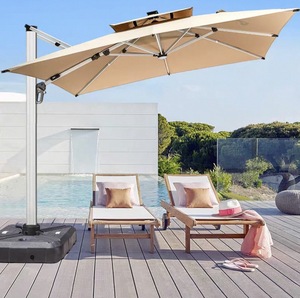 [Unique Market] Nouvelle Ombrelle <span class=keywords><strong>d</strong></span>'extérieur moderne pliable et imperméable à double tirage diagonal avec lumière solaire et <span class=keywords><strong>port</strong></span> USB pour cour et hôtel - Product Image 1