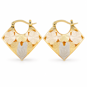 Orecchini a Cerchio Triangolari Traforati a Rosa per Donne, Gioielli Eleganti e alla Moda Multicolore - Product Image 1