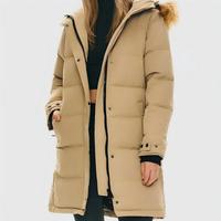 Nouvelle Parka d'hiver chaude et réversible à capuche, coupe ajustée, en duvet, avec logo et boutons en nylon, pour femme 2026
