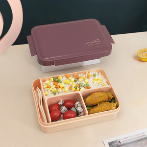 Fashion 3 Grids Portable Plastic Bento Lunch <b>Box</b> Tiffin Food Containers Bpa Free Microwave sealed Lunch <b>Box</b> - Product Image 3