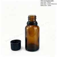 Flacon compte-gouttes en verre ambré de 15 ml avec réducteur d'orifice pour emballage de parfum, sérum et liquides cosmétiques