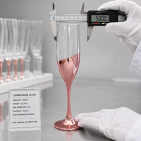 Flûte à champagne en verre or rose 100 % inspectée par contrôle qualité, hauteur 22,5 cm, bord découpé au laser à froid, gobelet personnalisé, échantillon rapide en 7 jours pour hôtel
