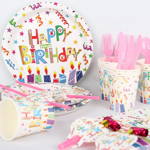 Lot de Vaisselle <span class=keywords><strong>Jetable</strong></span> en Gros pour Fêtes d'Anniversaire : Assiettes, Gobelets, Serviettes, Chapeaux de Fête, Pailles et Couverts - Product Image 3