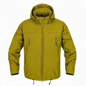 Chaqueta Acolchada con Capucha para Hombre, Color Sólido, Cierre de Cremallera, Resistente al Viento, Relleno Grueso de Poliéster, Ropa Exterior Informal de Invierno - Product Image 4