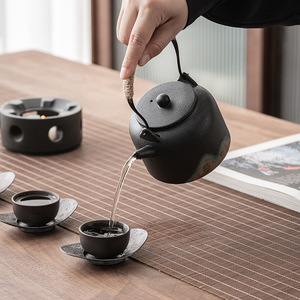 Set <span class=keywords><strong>per</strong></span> Tè Caldo in Stile Giapponese Japandi, <span class=keywords><strong>Teiera</strong></span> in Ceramica Disegnata a Mano, Scaldino <span class=keywords><strong>per</strong></span> Tè in Ceramica Grezza, Base Riscaldante a Candela <span class=keywords><strong>per</strong></span> Tè Kung Fu - Product Image 5