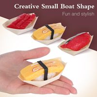 Bateau à sushi jetable en bois, fourni par l'usine, pour l'emballage de desserts, pâtisseries, contenants alimentaires, boîtes à gâteaux pour fêtes