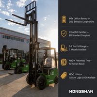 Forklift Listrik Penuh Premium Dua Tahap Tiang Angkat 1.5t 2.5t 3.5t 5t untuk Pemuatan Pelabuhan, Bersertifikasi CE