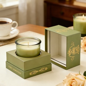 Premium Rigid <b>Gift</b> Cardboard Box with Velvet Insert for Jewelry <b>Candle</b> and Cosmetic <b>Set</b> Packaging with Foil Stamping - Product Image 1