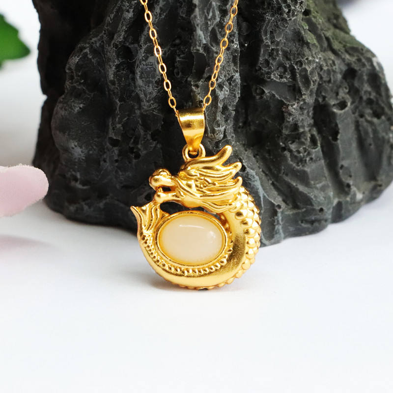 MultiS925 เงิน Hetian หยกมังกรป้องกันจี้หลัก (ไม่มี c