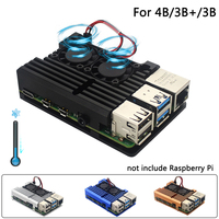 Raspberry Pi Modelo B Dual Fans CNC de aleación de aluminio de Metal 4 Color armadura carcasa con disipadores de calor para raspberry Pi 4B/3B +/3B