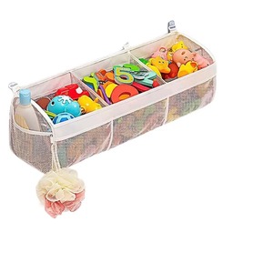 2 Styles Bathroom Toy <b>Storage</b> <b>Hanging</b> Bag with 4 Hooks, Large Capacity <b>Wall</b>-mounted <b>Storage</b> Bag, Bathroom Supplies Organizer - Product Image 5