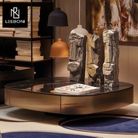 Nouvelle table basse de centre de thé en marbre de verre noir de style simple moderne