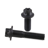 Sekrup Kepala Flens 12 Titik, Sekrup Kepala Torx, Baja Lunak M4 M5 M6 M8 SCM A193 B7 B8 B8M, Lapisan Cat Seng Oksida Hitam