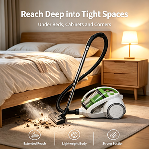 Aspirateur balai électrique silencieux sans sac avec aspiration cyclonique puissante et fonction de nettoyage à sec pour usage domestique et hôtelier - Product Image 4