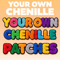 Patch en chenille de grande taille, forme irrégulière, lettres colorées, texture confortable, certifié usine, personnalisable, à repasser sur les vêtements/chapeaux
