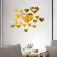 Autocollants muraux 3D en plastique en forme de cœur miroir, décoration de maison, DIY bricolage, 6 couleurs, 16 pièces, 2021 Offres Spéciales