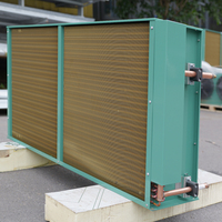 Condenseur industriel refroidi par air de type H, double ventilateurs de 400 mm, échangeur de chaleur à moteur, tube en cuivre rainuré intérieur, revêtement en poudre, pour entrepôt frigorifique