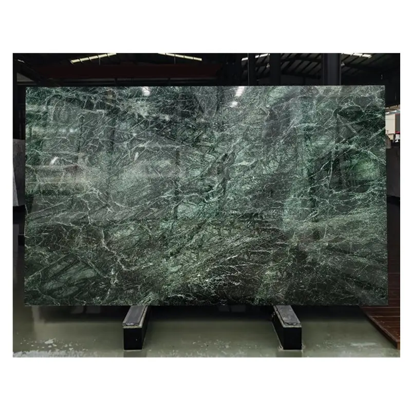 Luxus Italien grüner Marmor Stein Esstisch Naturstein polierte Marmorplatte für Arbeitsplatte und Wanddekoration
