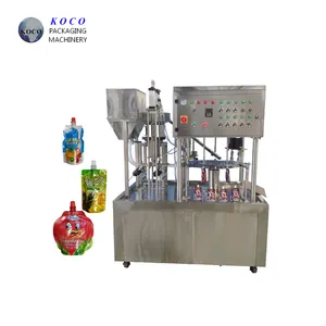 KOCO KY - 2 Machine automatique de remplissage et de capsulage de sacs de poche à bec verseur pour jus de fruits frais à 2 têtes à bas prix