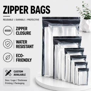 Bolsa Transparente con Orificio para Colgar, Personalizable con Logotipo, Ecológica, Reciclable, de HDPE, Resistente a la Humedad, con Cierre Hermético, para Zapatos y Dispositivos Electrónicos - Product Image 1