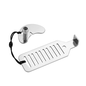 Tope de puerta portátil de acero inoxidable plateado, montaje en suelo, diseño minimalista para seguridad en hoteles y hogares, uso antirrobo - Product Image 2