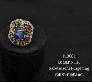 Sabyasachi Fingering Style Natural Stone Accessories Caret Plated Sabyasachi Fingering Jewelry Making <b>Craft</b> Components - Product Image 2