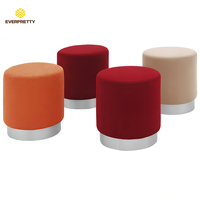 Fournisseur en gros de meubles publics modernes, pouf rond en tissu durable et coloré, banc de salon pour bibliothèque