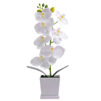 HDL01 Künstliche weiße Phalaenopsis-Orchidee mit silbernem Blumentopf für Wohnzimmer, Büro, Party, Hochzeits dekoration
