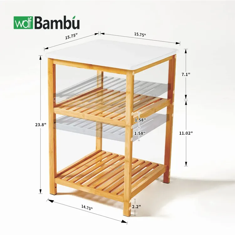 Kunden spezifische 3-stufige einfache hölzerne Mittel tisch Designs Nachttische Muebles De Salon Bambus Beistell tische für Wohnzimmer