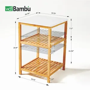 Özelleştirilmiş 3-tier basit ahşap merkezi masa tasarımları yatak yan masalar Muebles De Salon bambu yan masalar oturma odası için