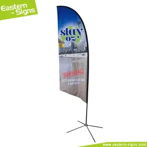 Company Flags Custom Aluminum Fabric Concave Shape Business Outdoor Flying Advertising Wind Blade Beach Flag