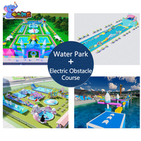 Parc aquatique gonflable sur mesure, château gonflable avec toboggan, parcours d'obstacles électrique extérieur
