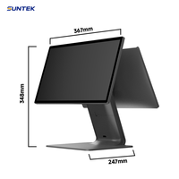 SUNTEK SC1 Desktop POS Cash Register System Android 14 Under-screen NFC Touch Screen 15.6" 10.1" Displays WiFi/Bluetooth