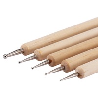 Outils de nail art : Ensemble de 5 stylos à pointe de perçage en bois pour motifs floraux et lignes de traçage