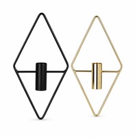 Vas Bunga Berlian Besi Modern Bingkai Logam Geometris Ornamen Dekoratif Minimalis untuk Dinding Ruang Tamu Kamar Tidur