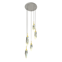 Lustre suspendu multi-gouttes en cristal avec câble réglable pour escalier duplex, villa, éclairage d'entrée