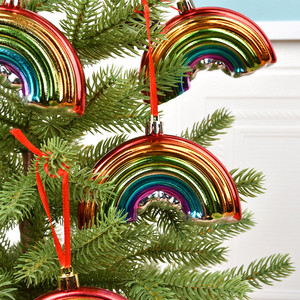 Pendentifs en forme d'arc-en-ciel électroplaqués, décorations de Noël, fournitures de décoration de scène à sequins, suspensions pour centres commerciaux et hôtels - Product Image 2