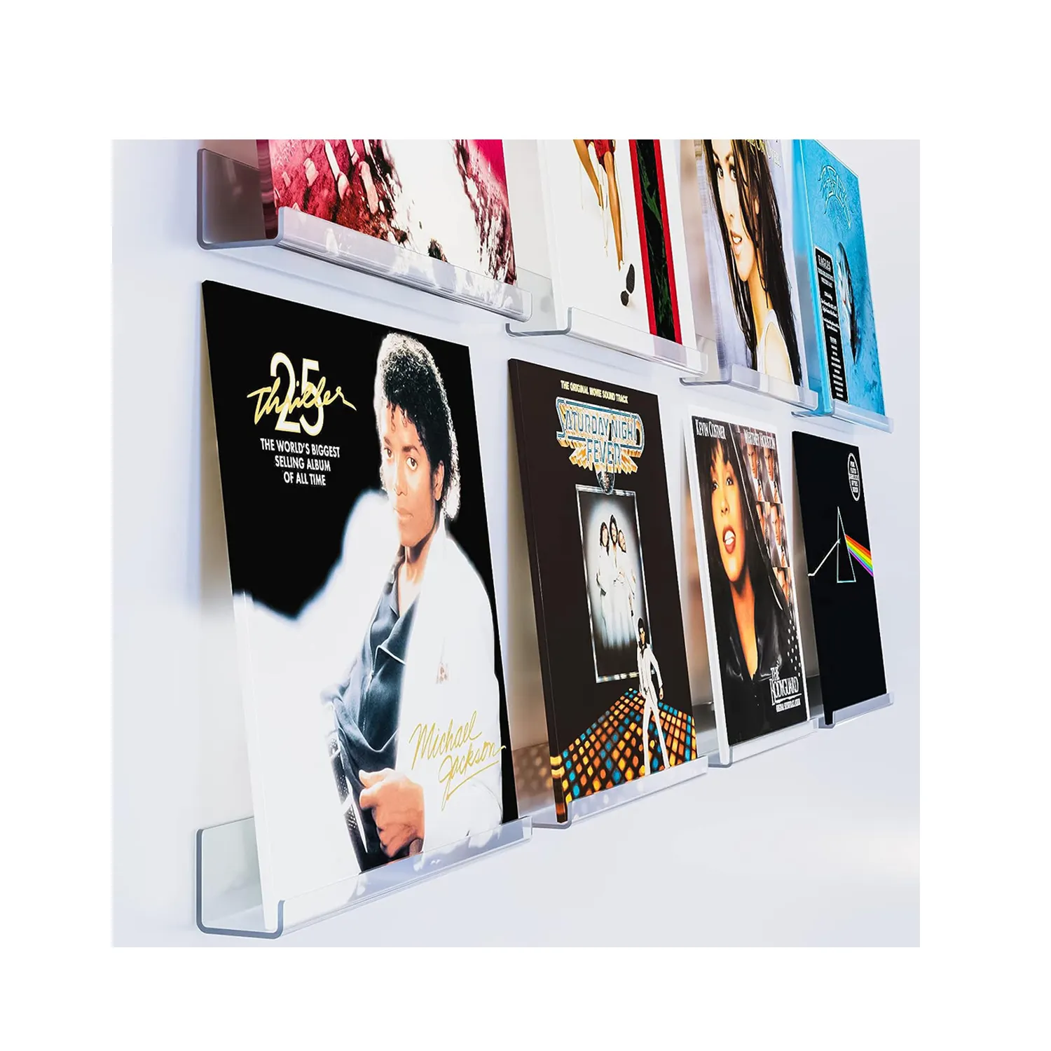 8 팩 12 인치 투명 비닐 레코드 선반 벽 마운트 앨범 프레임 음악 레코드 콜을위한 독특한 장식을 표시하는 비닐 레코드 용