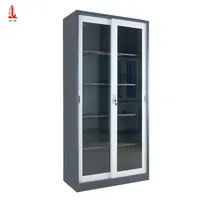 Çin Metal ofis ticari mobilya 2 sürgülü kapı dosya dolabı 4 katlı kitap ekran dolabı toptan