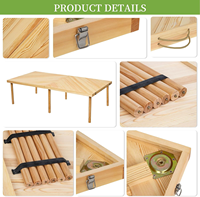 Table de pique-nique en bois Boho 60 "X 30" Table de pique-nique basse extérieure portable avec pieds réglables 13 "& 16" pour barbecue au sol