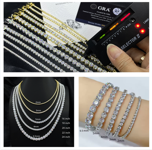 Pass test Pen With GRA <strong>Certificate</strong> 925 Silver HipHop Ice Out Moissanite Tennis Chain Vvs D Color Moissanite Tennis Necklace - Product Image 5