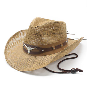 Cappello di Paglia da Cowboy Classico di Alta Qualità con Bordo Largo e Patch Ricamata, per Estate e Spiaggia, Personalizzabile con Logo - Product Image 5