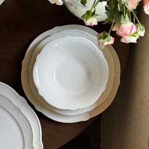 Customized Embossed Pattern Pure White Wedding Party Ceramic <b>Dinner</b> Plates, Steak Plates and Dessert Plates - Product Image 2