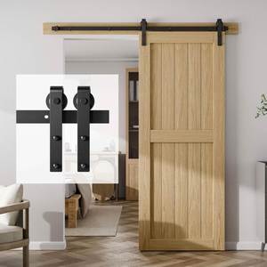 WEKIS Kit de Herrajes para Puerta Corredera de Granero, Forma de J de 6 Pies, Acero al Carbono de Alta Calidad, Negro Satinado, Duradero, Modelo M00002, con Tornillos Modernos - Product Image 3