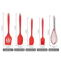 Nouvel ensemble de 5 ustensiles de cuisson en silicone : spatule, pinceau à huile, spatule à steak, fouet à œufs, résistant aux hautes/basses températures