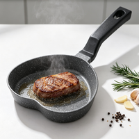 Poêle à frire antiadhésive en céramique en forme de cœur, pour petit-déjeuner, œufs, crêpes, mini-steaks, compatible induction pour la cuisine