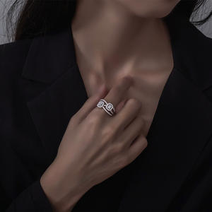 फैशन प्रकाश लक्जरी बहु परत लाइन बातचीत डिजाइन S925 स्टर्लिंग चांदी की अंगूठी वेलेंटाइन दिन Promis गहने महिलाओं की अंगूठी - Product Image 2