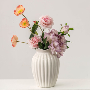 Juego de jarrones de cerámica modernos con lazo de encaje para decoración del hogar, mesa de sala de estar, arreglo floral, flores secas o frescas - Product Image 2